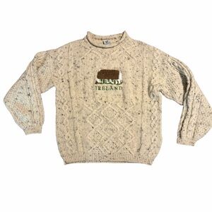 Ireland Sweater Cable Knit Chunky Rollneck Sweater Large